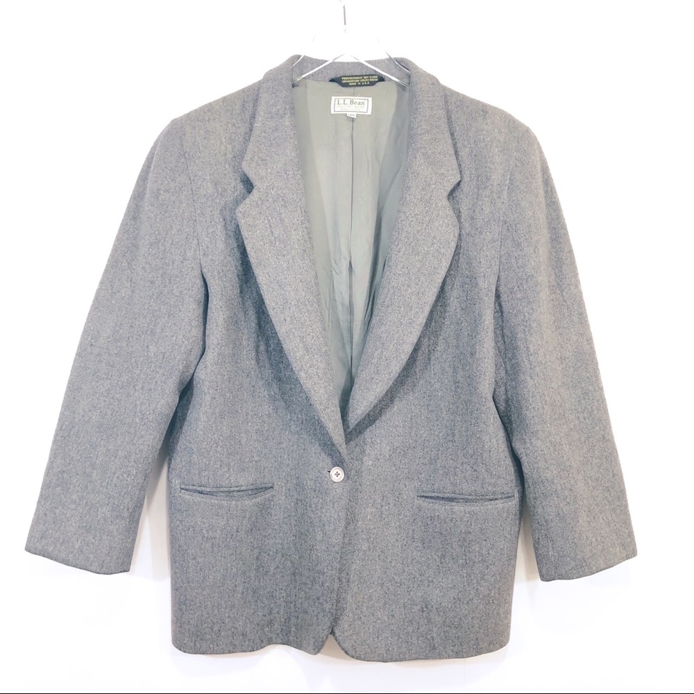Vintage LL‎ Bean Blazer Wool Cashmere Size 14